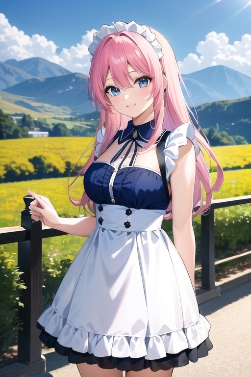 高原の桃髪娘