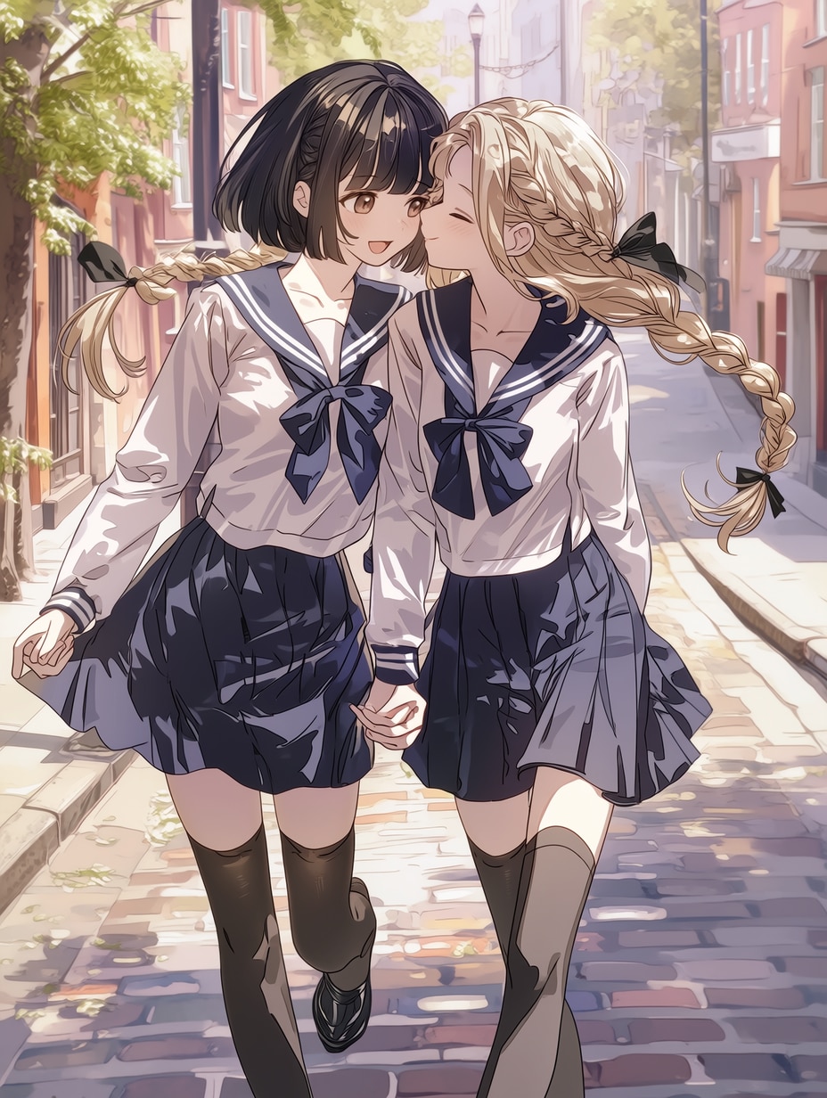 キスしたい二人のJK92 | の人気AIイラスト・グラビア