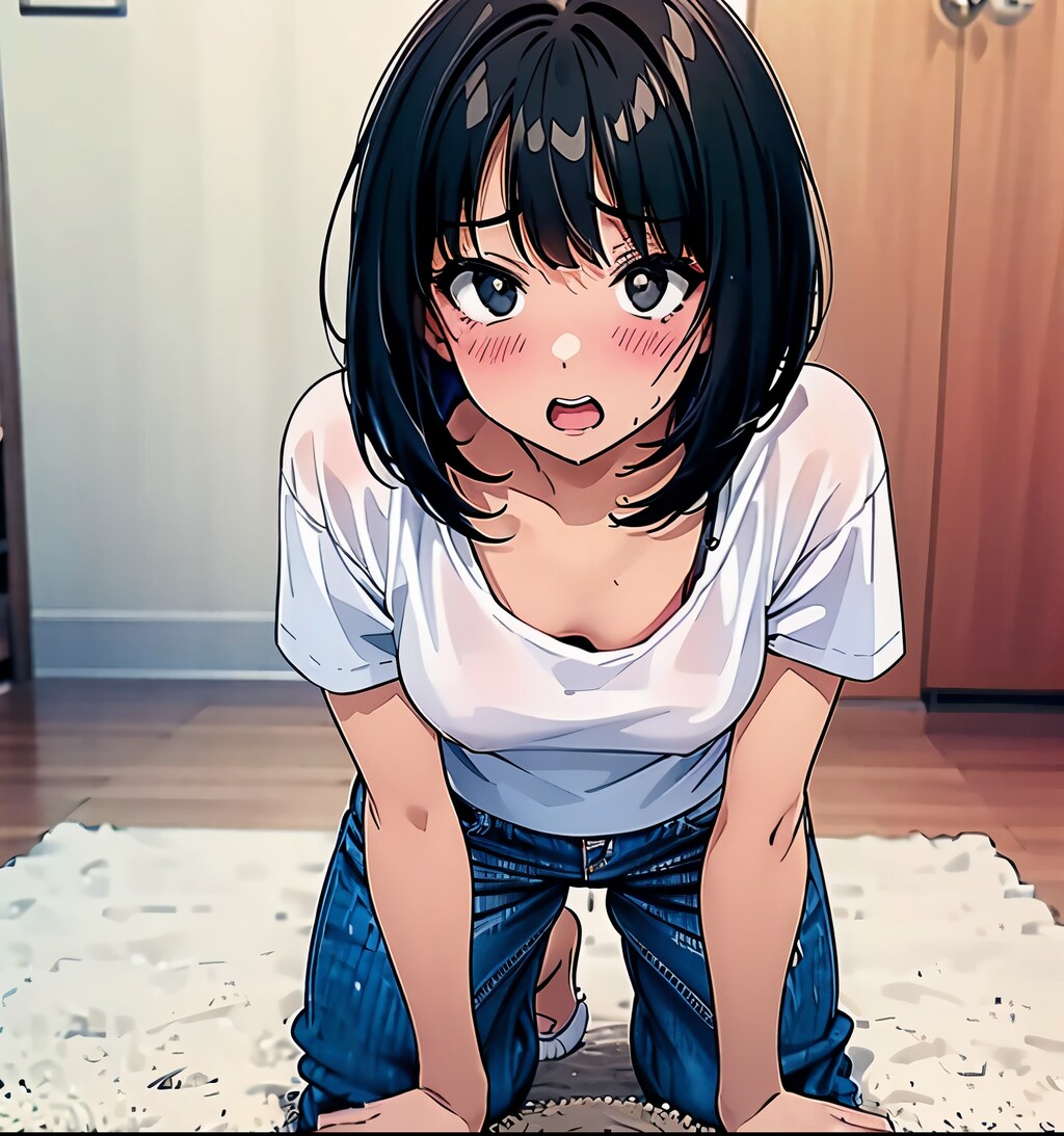 しゃがむ黒髪の子2