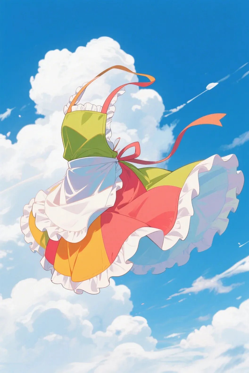 風で飛んで行くエプロン | の人気AIイラスト・グラビア