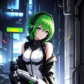 緑のサイバーパンクっ娘 3枚目