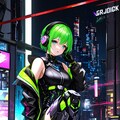 緑のサイバーパンクっ娘 2枚目