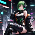 緑のサイバーパンクっ娘 4枚目