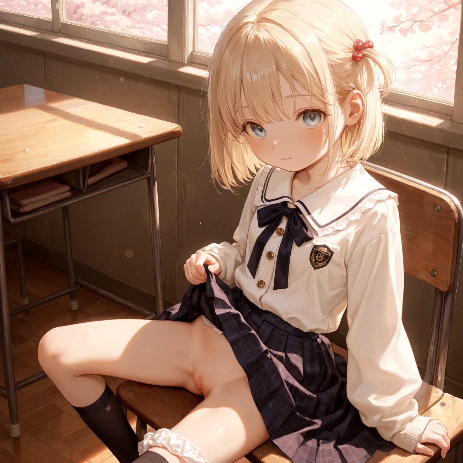スカートをたくし上げて先生を誘惑（12枚）
