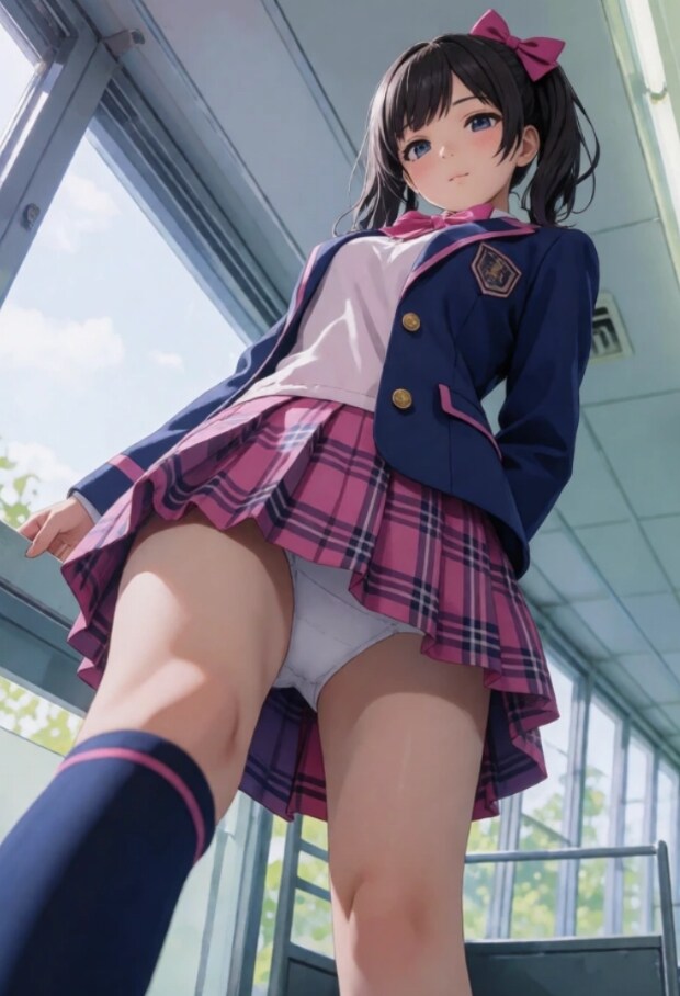 女子高生の下からアングル👍️