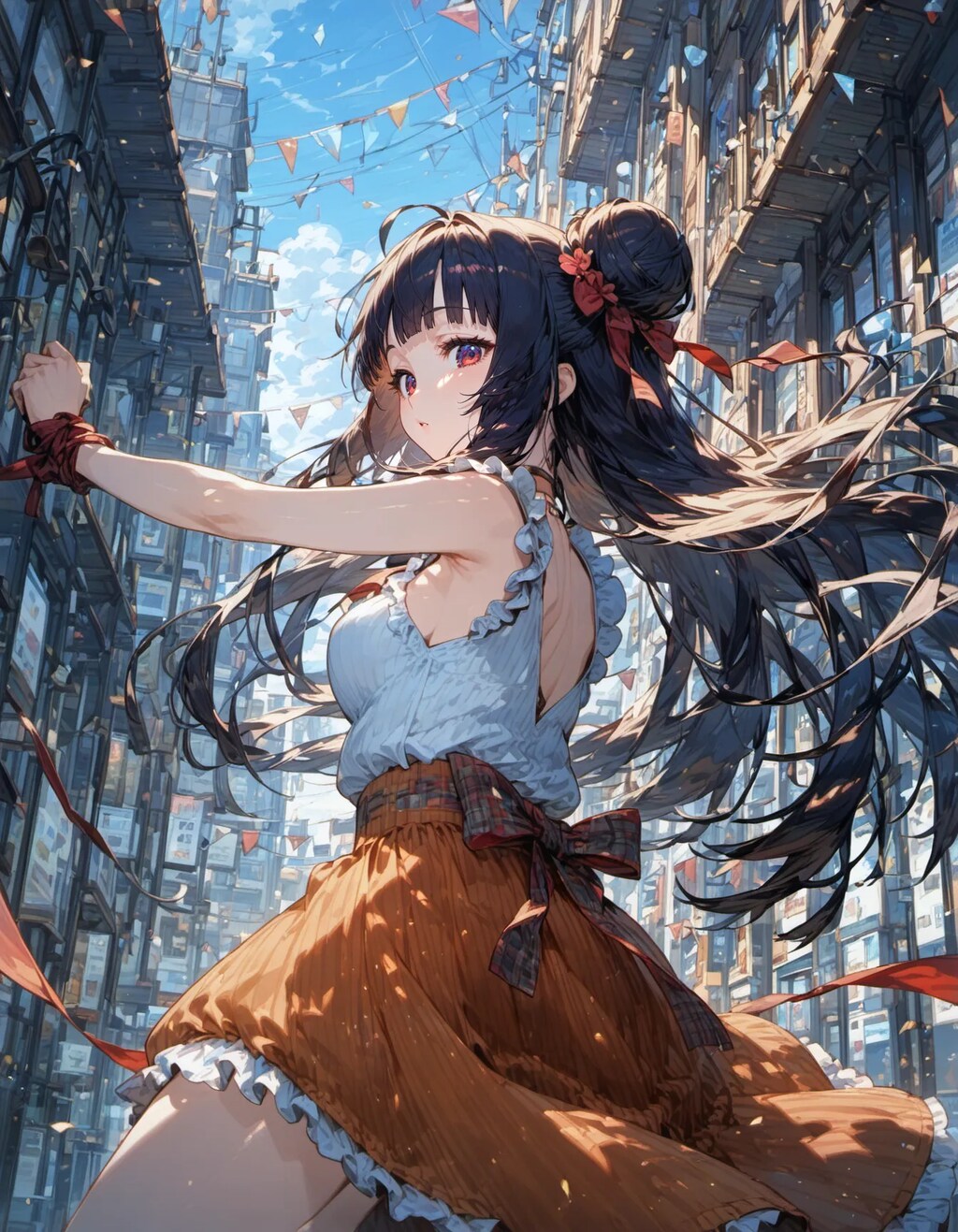 Ribbon-Tied Dancer in the Metropolis