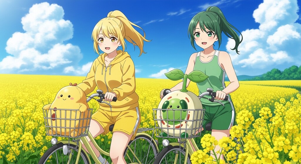 黄ぽにちゃんと 緑ぽにちゃん