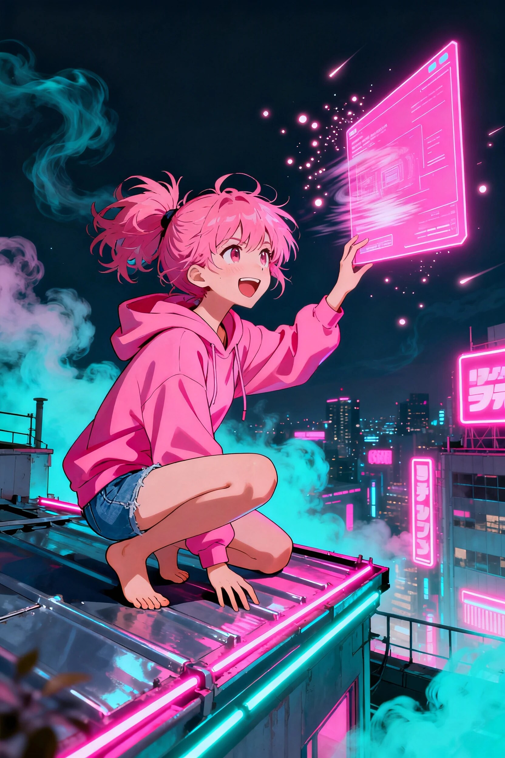 屋上の裸足ハッカー | の人気AIイラスト・グラビア