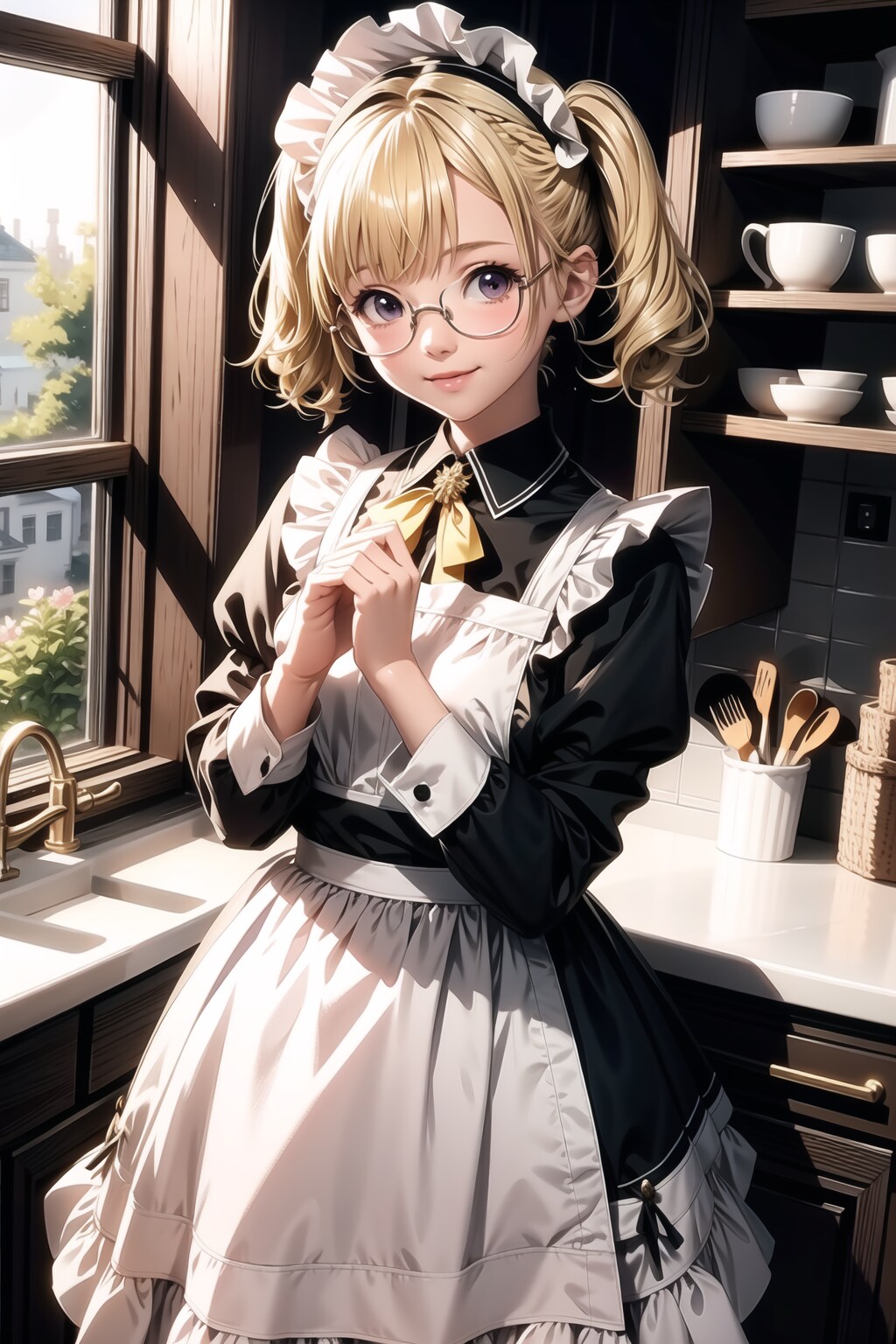 眼鏡のメイド少女