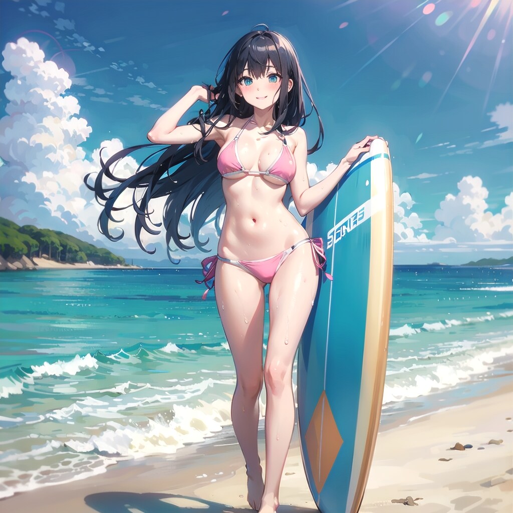 サーフィンをする人妻