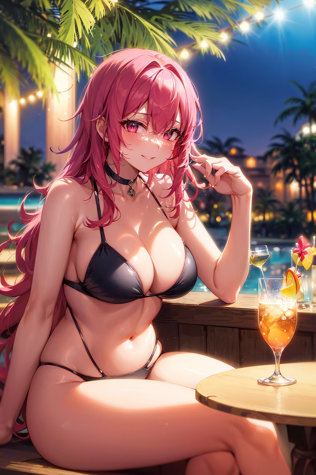 ナイトプールでデート