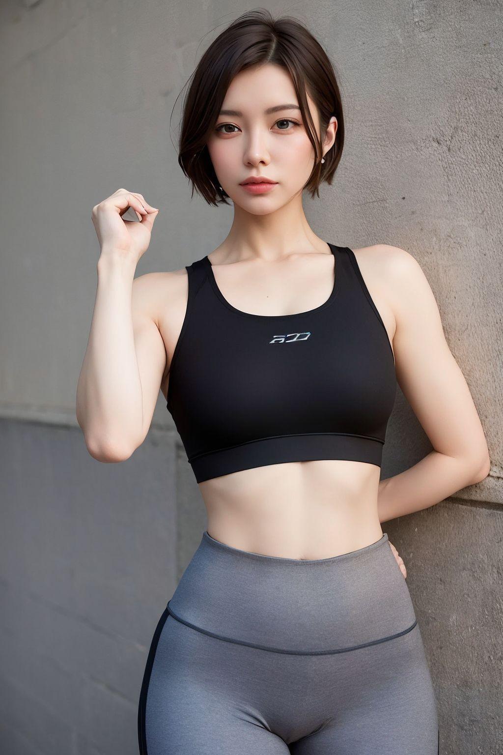 【フィットネス】スポーツウェア姿の美人　＃6