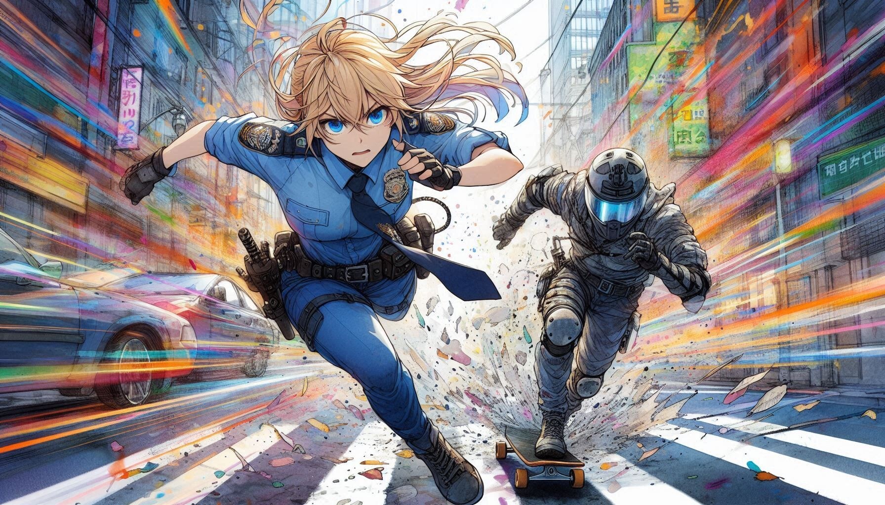 犯人を追うポリスちゃん (ポリス14) | の人気AIイラスト・グラビア