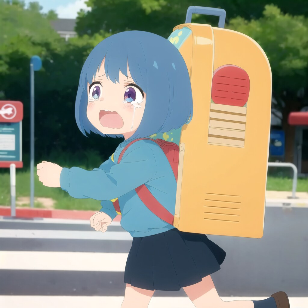遅刻しそうな青髪ちゃん