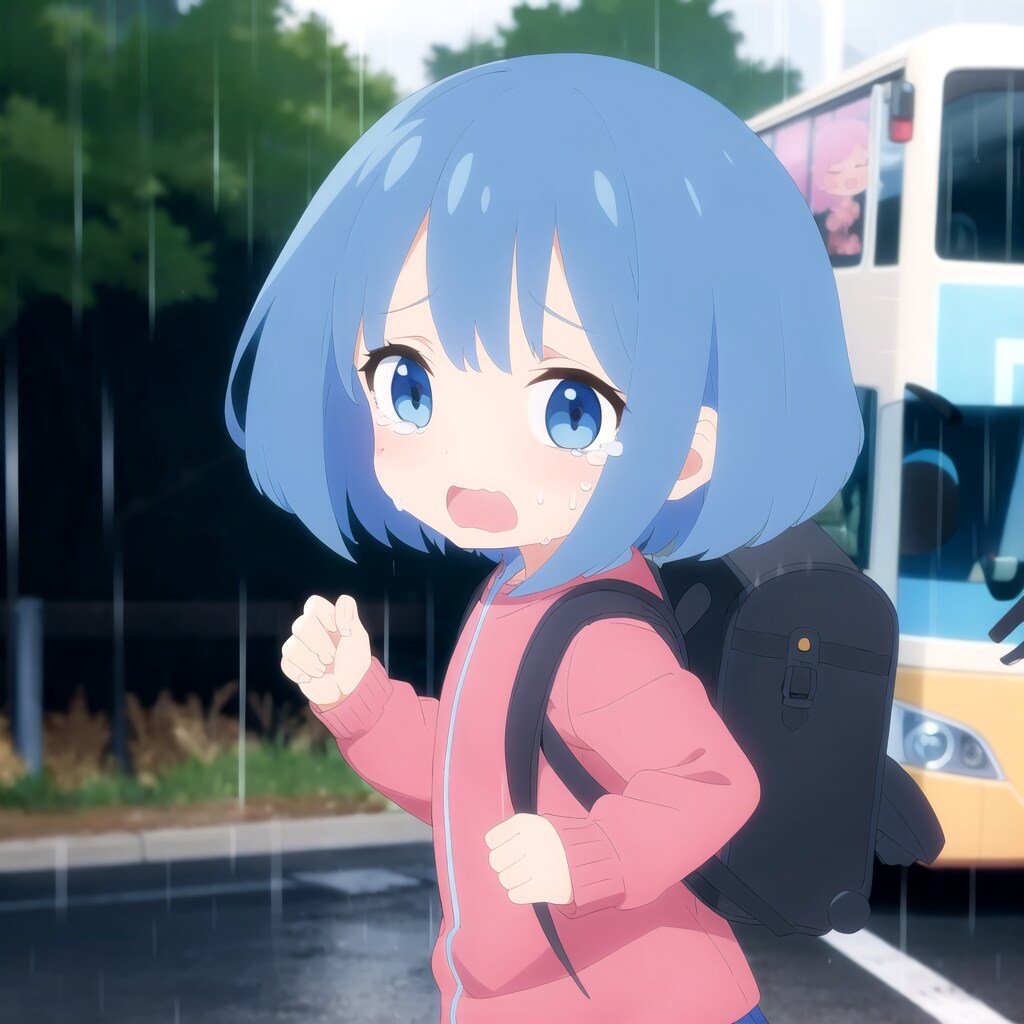 遅刻しそうな青髪ちゃん