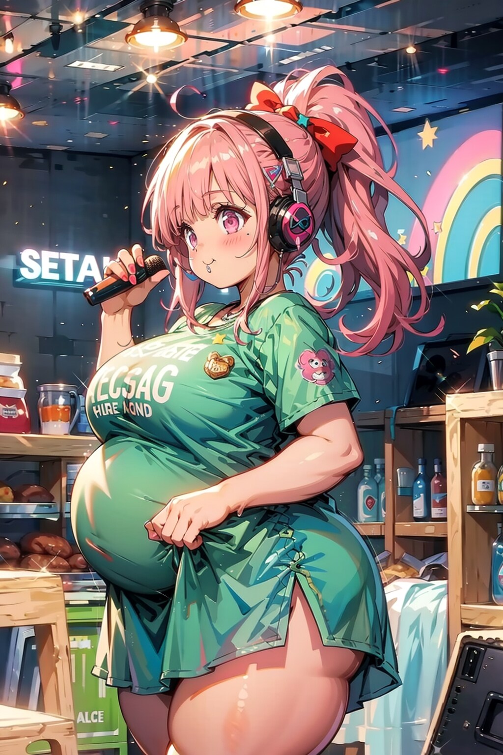 歌を歌うぽっちゃり女子