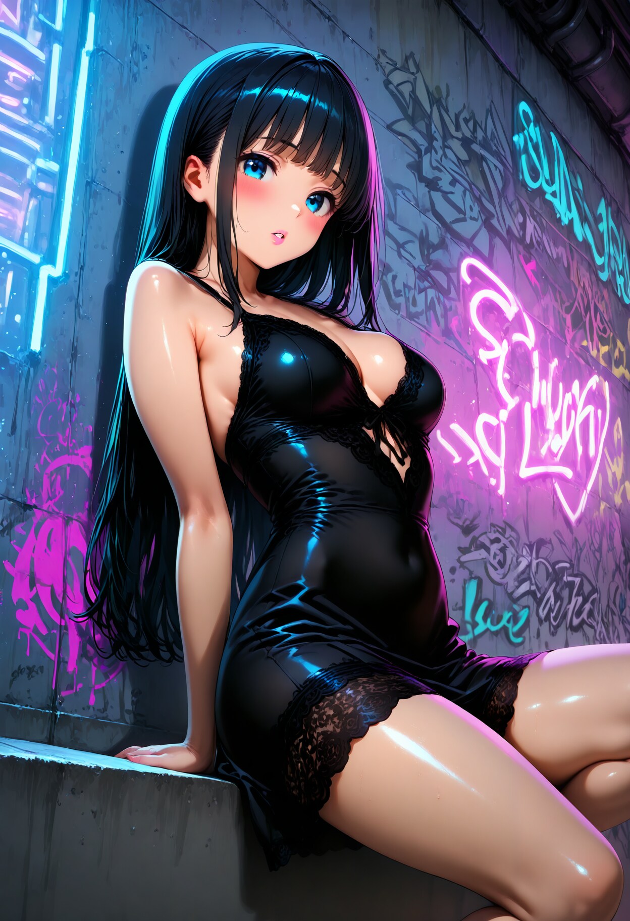 黒髪とネオン街