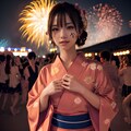 煌めく夏の美人が浴衣姿で花火を楽しむ 12枚目