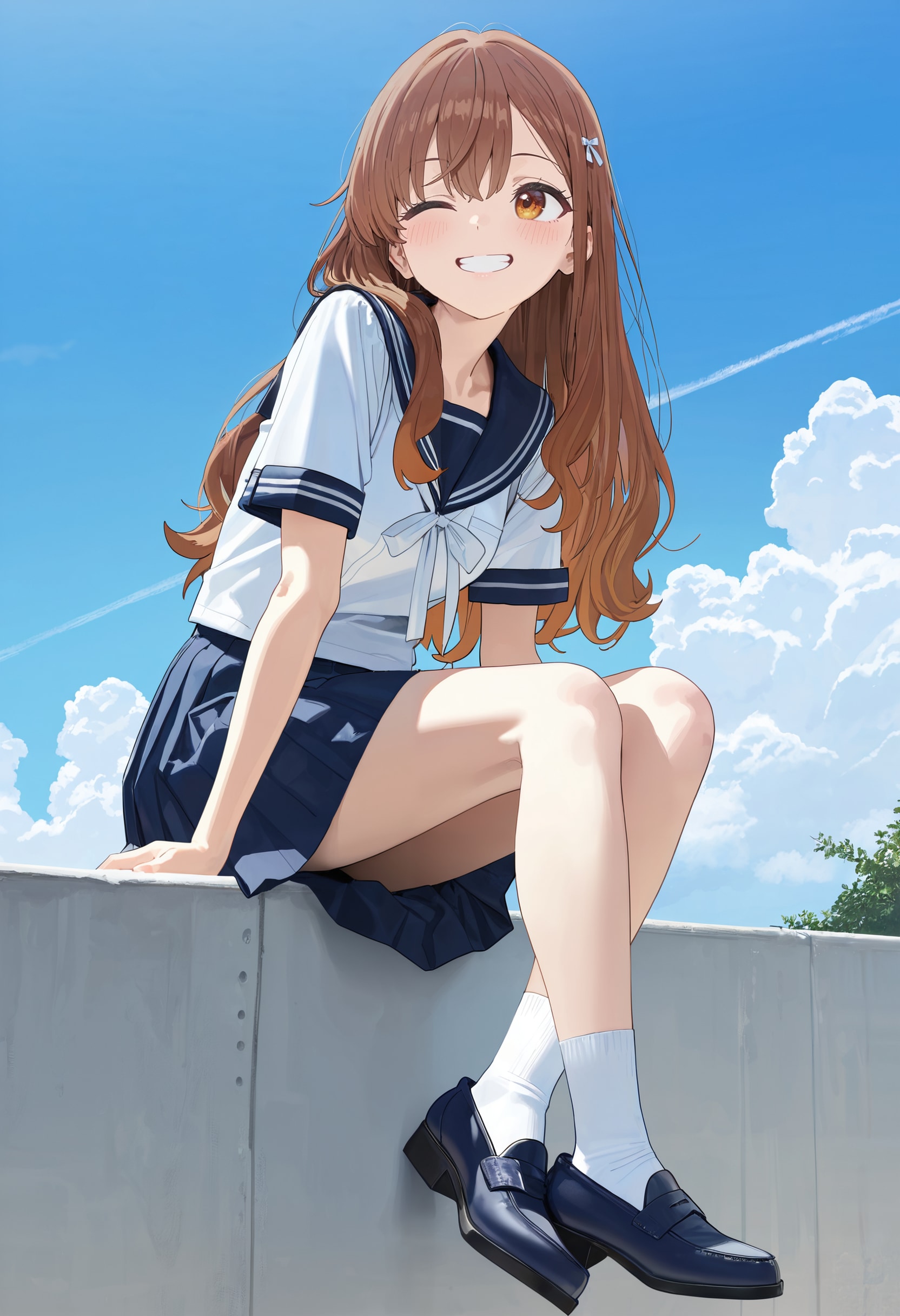 セーラー服の女の子と夏の空 | の人気AIイラスト・グラビア