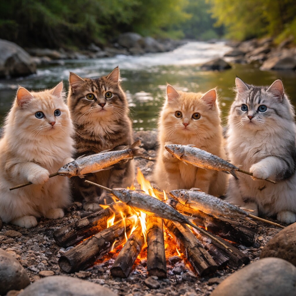 【猫ちゃ】あら、人間に見つかっちゃった | の人気AIイラスト・グラビア