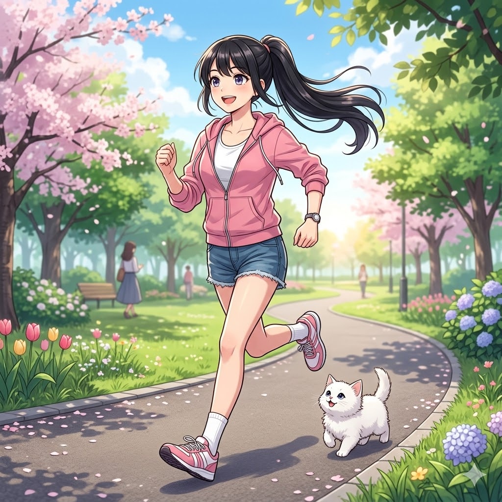 子猫とジョギングするししょちゃん