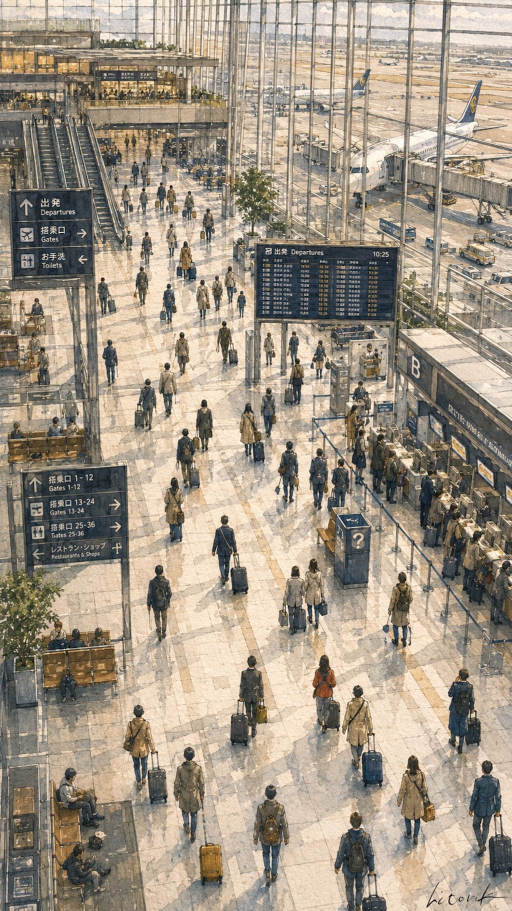 旅立ちのコンコース／スマホ壁紙アーカイブ