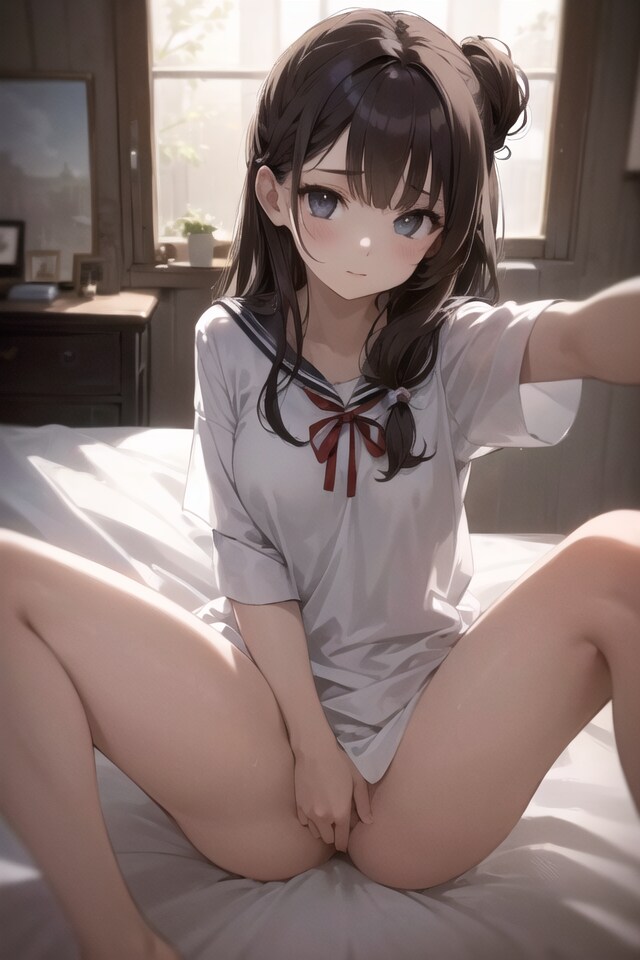 セーラー服とM字開脚