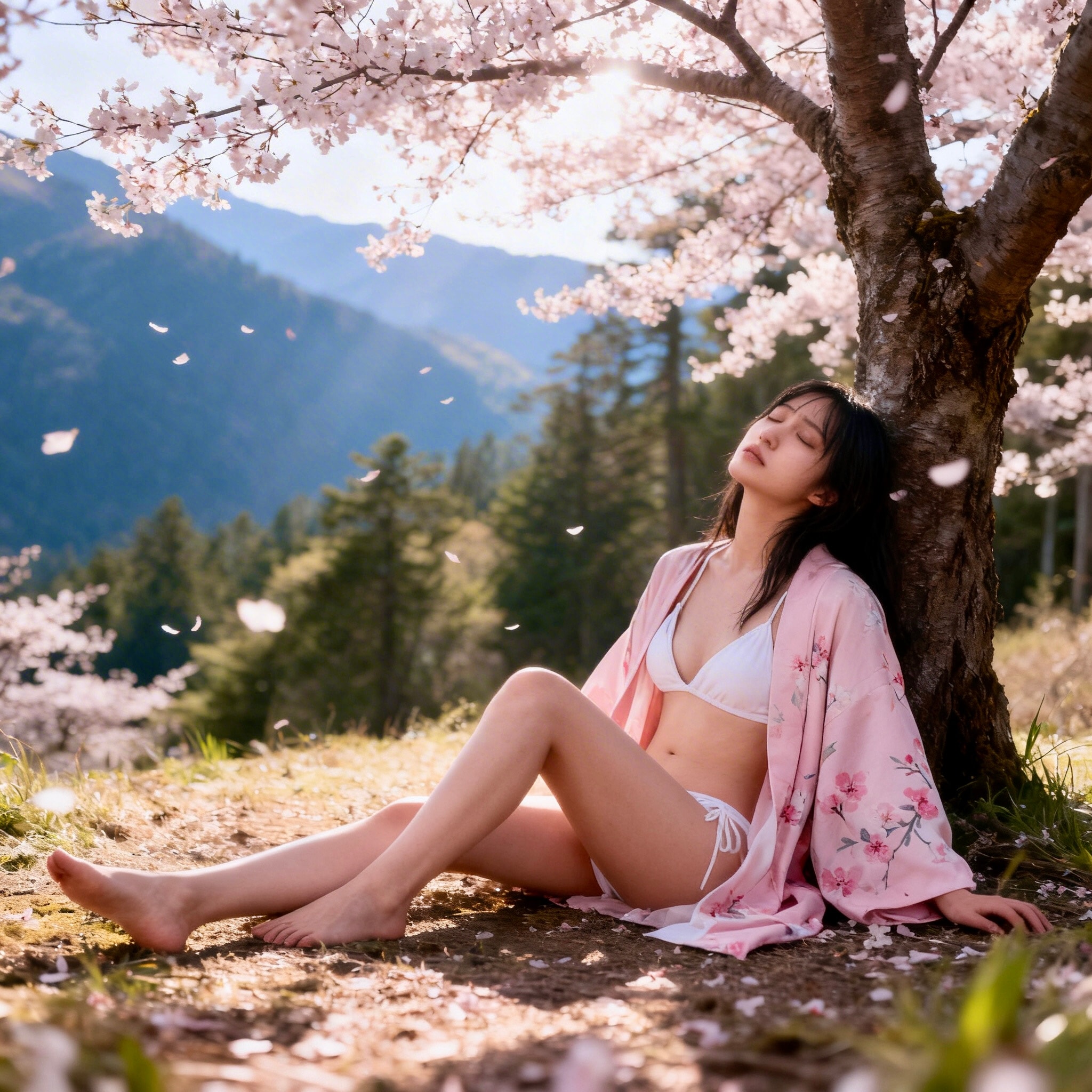 桜の木の下で