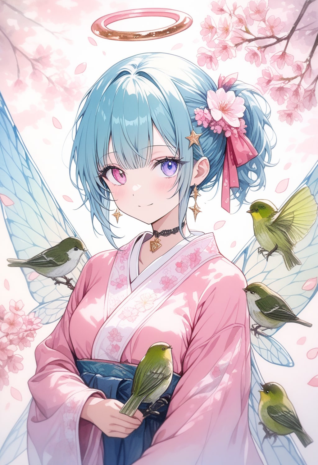 うちの子たちと幽玄の花鳥画