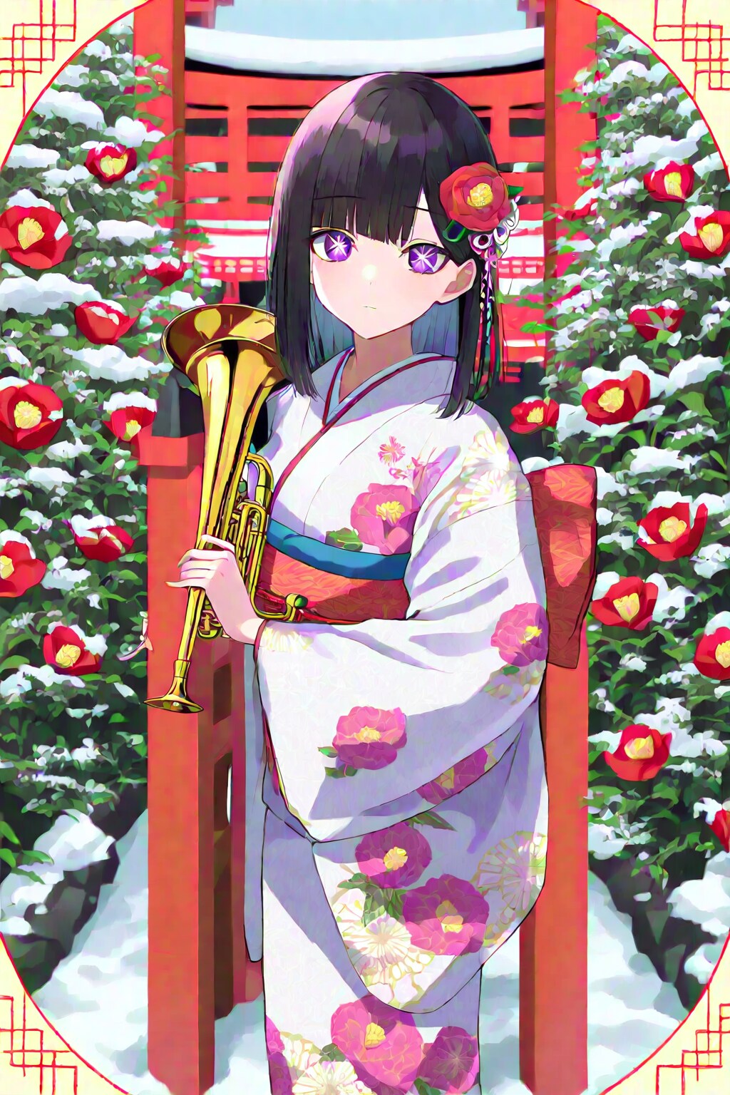 黒髪ロングで着物の少女３