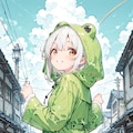 カエル少女と雨上がりの空 3枚目