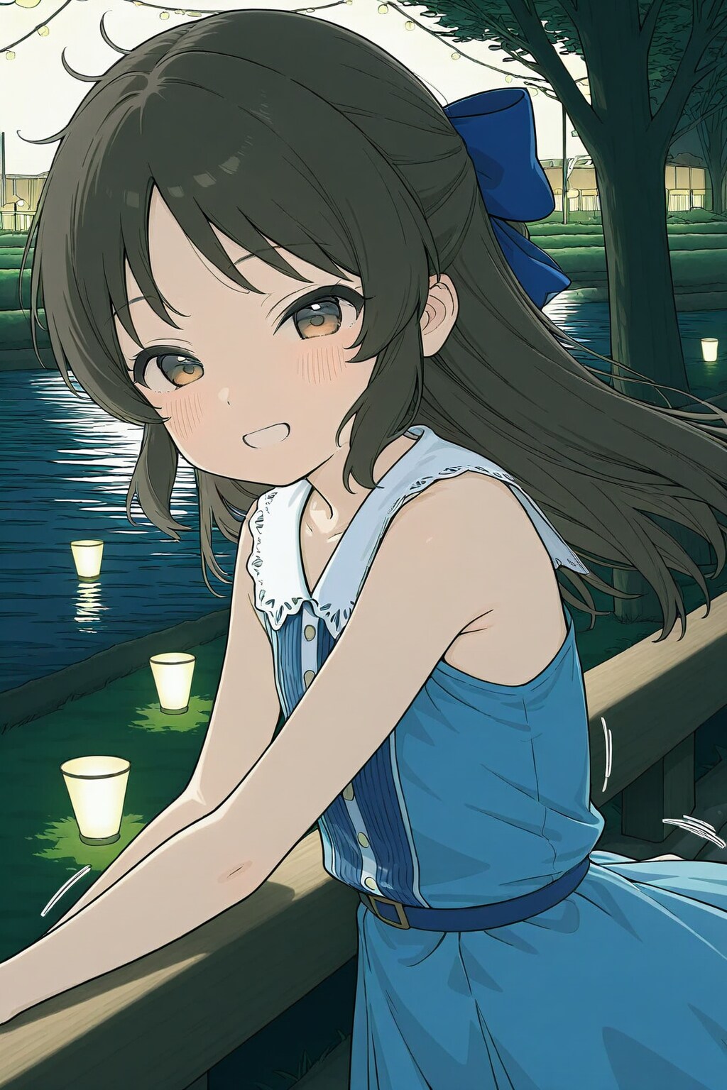 近くの川で散歩がてらの夕涼み