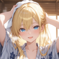 うちの子柚(後輩) 温泉上がりに髪を乾かしている〇〇ちゃんシリーズ 3枚目