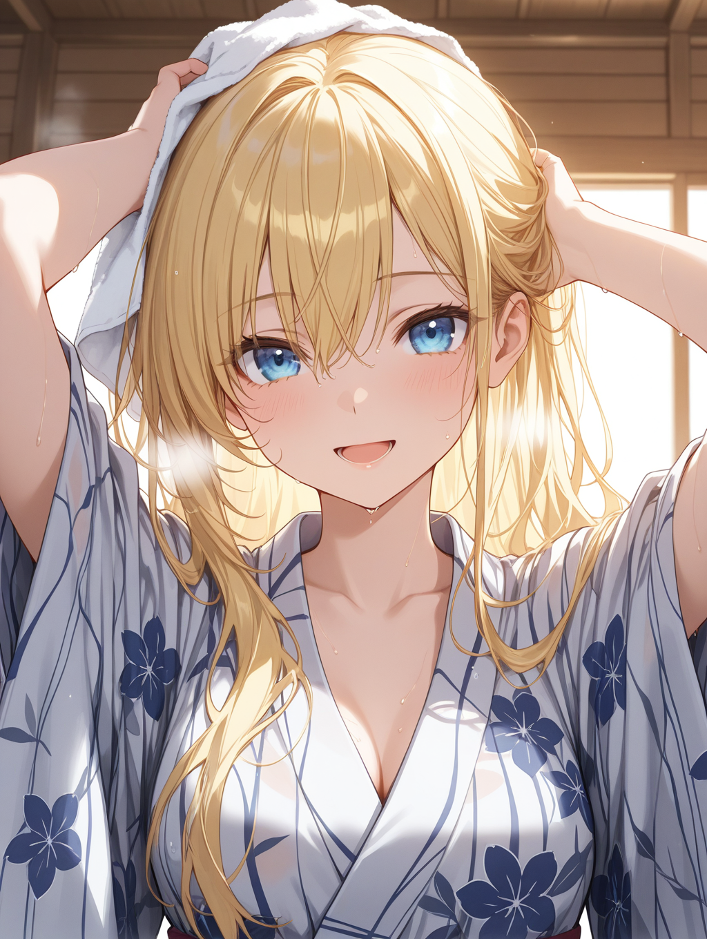 うちの子柚(後輩) 温泉上がりに髪を乾かしている〇〇ちゃんシリーズ