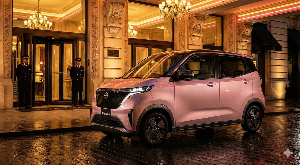 ホテルの玄関口にて