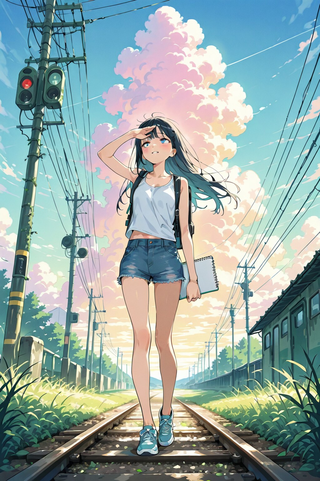 夏草♪揺れる線路を♬ | の人気AIイラスト・グラビア