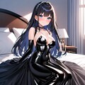 黒エナメルロングドレス肩出し 4枚目