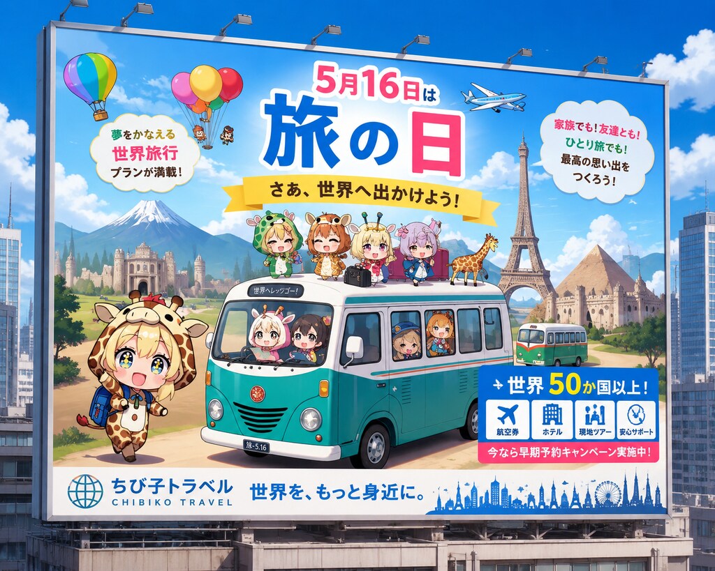 旅の日のキリン着ぐるみちび子ちゃん