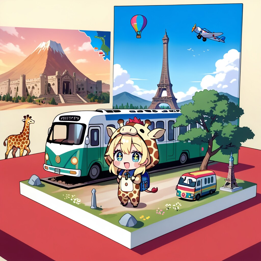旅の日のキリン着ぐるみちび子ちゃん