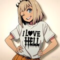 「I love Hell」Tシャツを着ている女の子。 2枚目