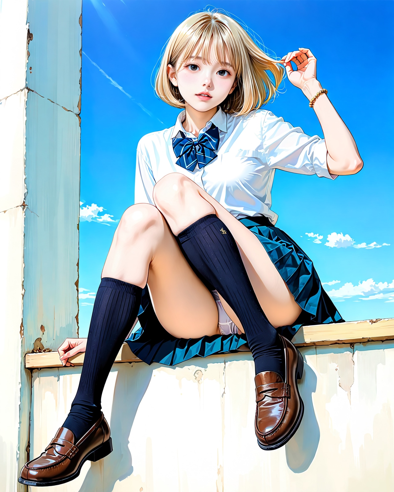 金髪ボブパンツ