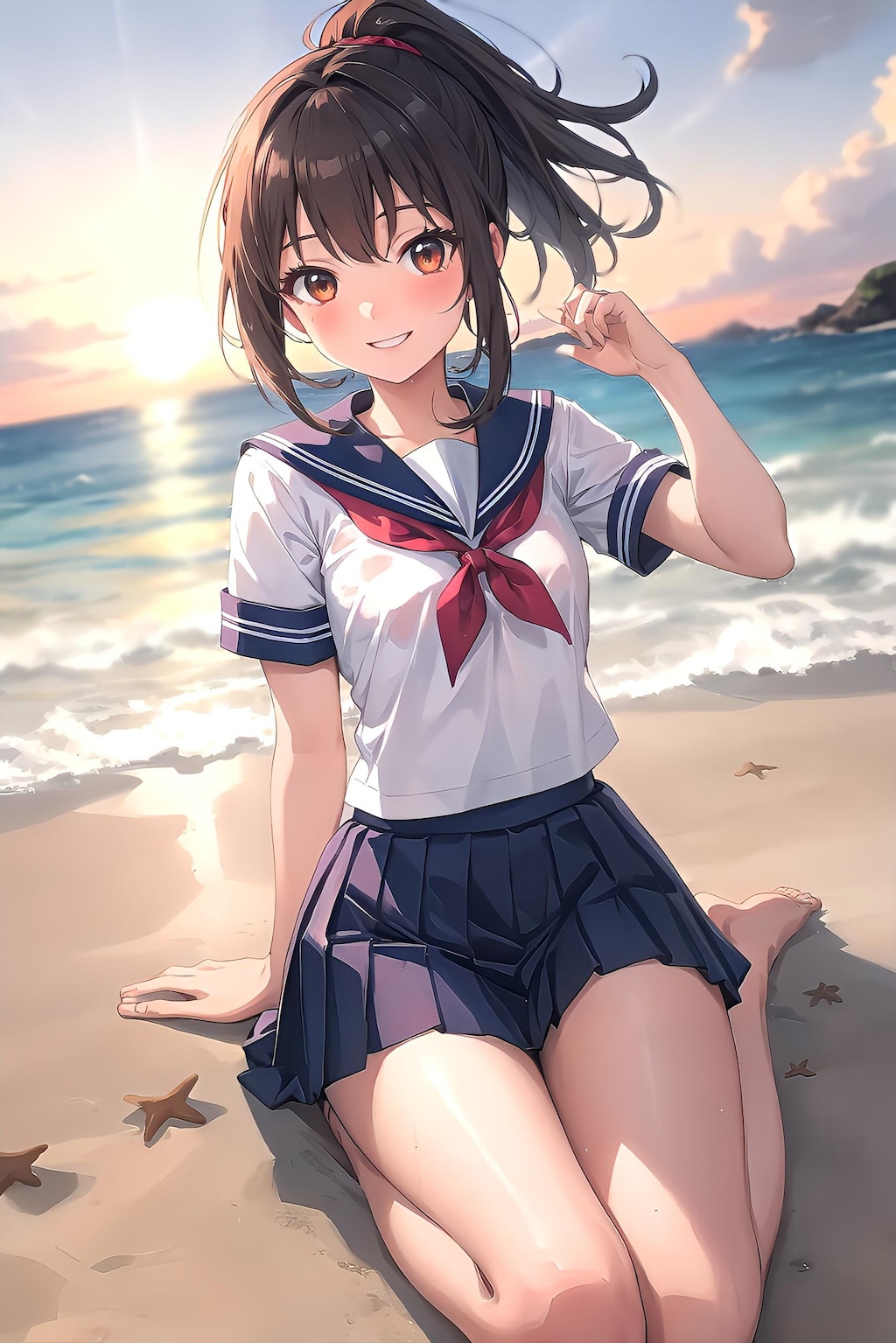 波打ち際の彼女