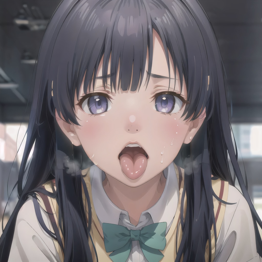 黒髪ロングの舌出し少女１９