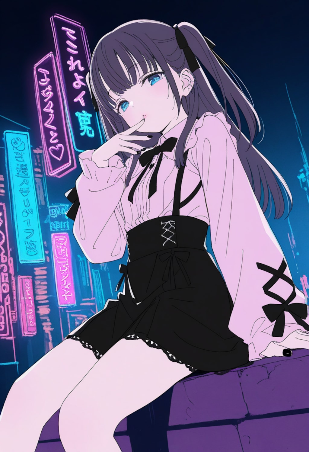 夜の街にいる地雷系ちゃん