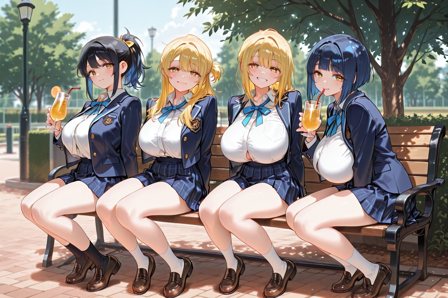 3人と指定したのに4人になるのなんで？　シェイクを飲んでるだけの健全な絵 | の人気AIイラスト・グラビア