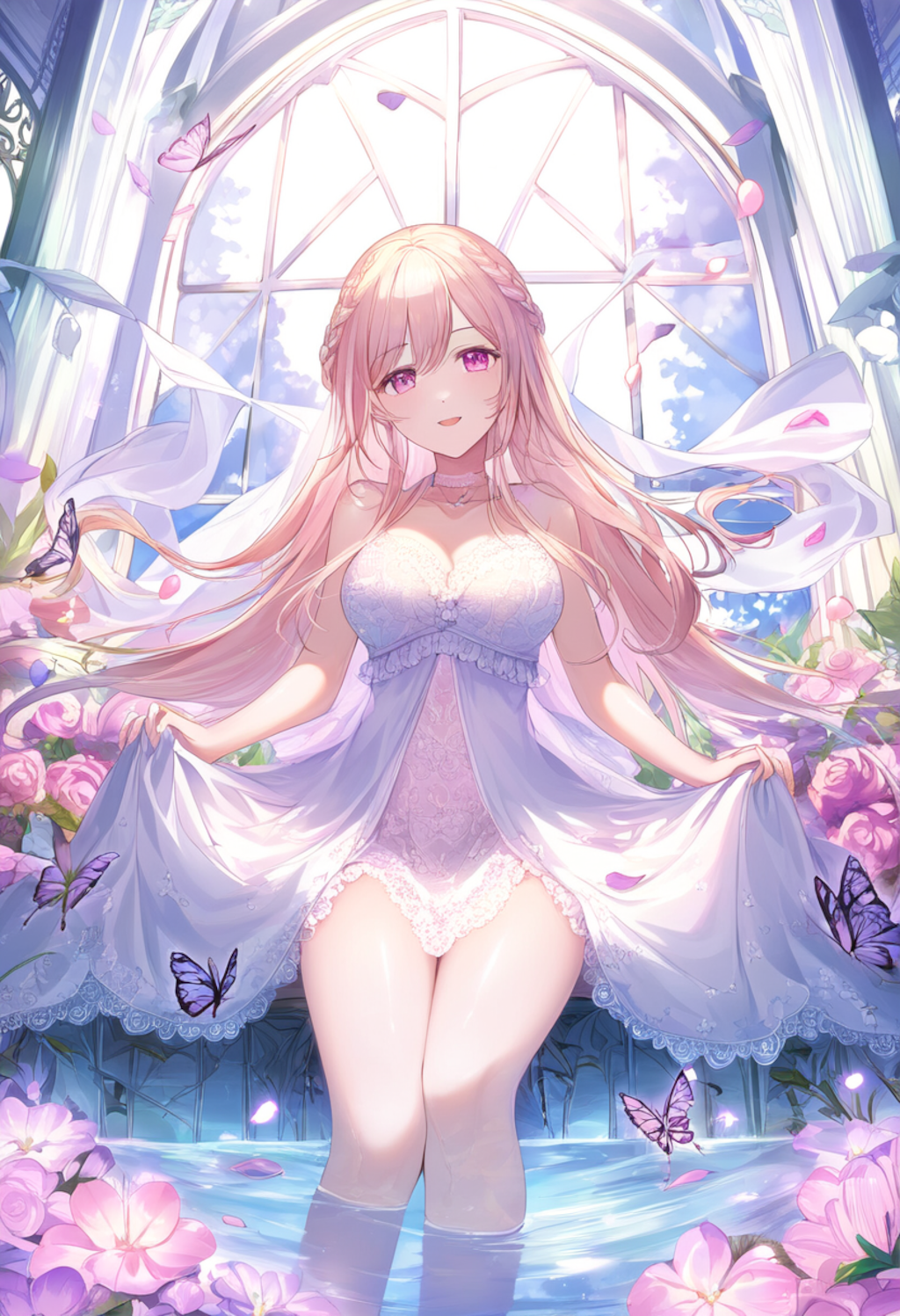 In a luxurious palace garden