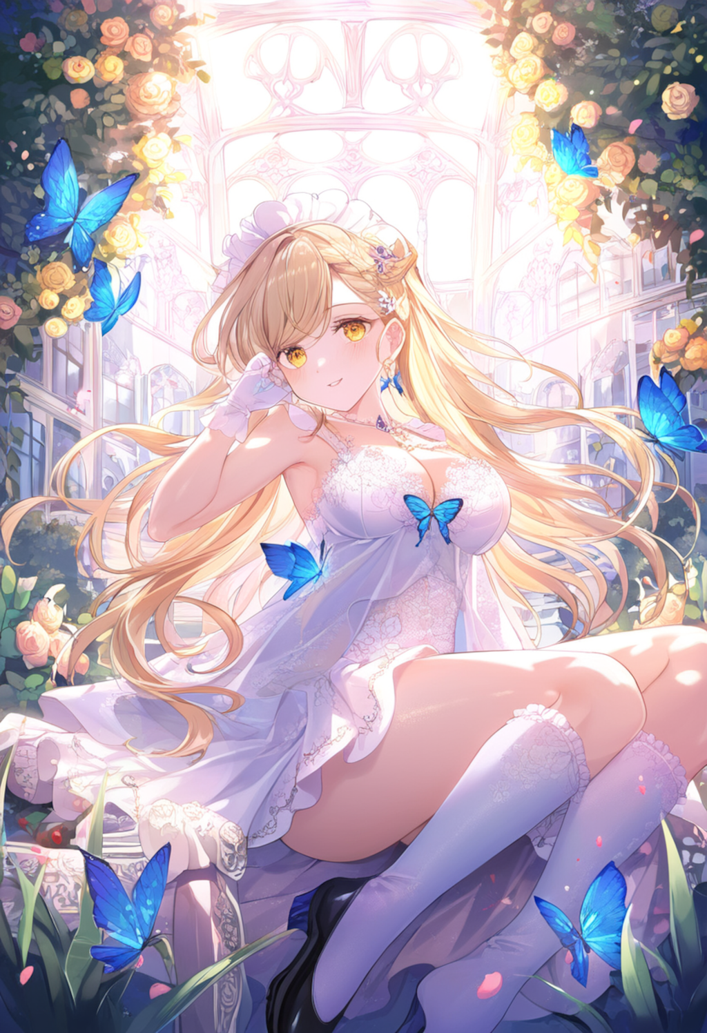 In a luxurious palace garden