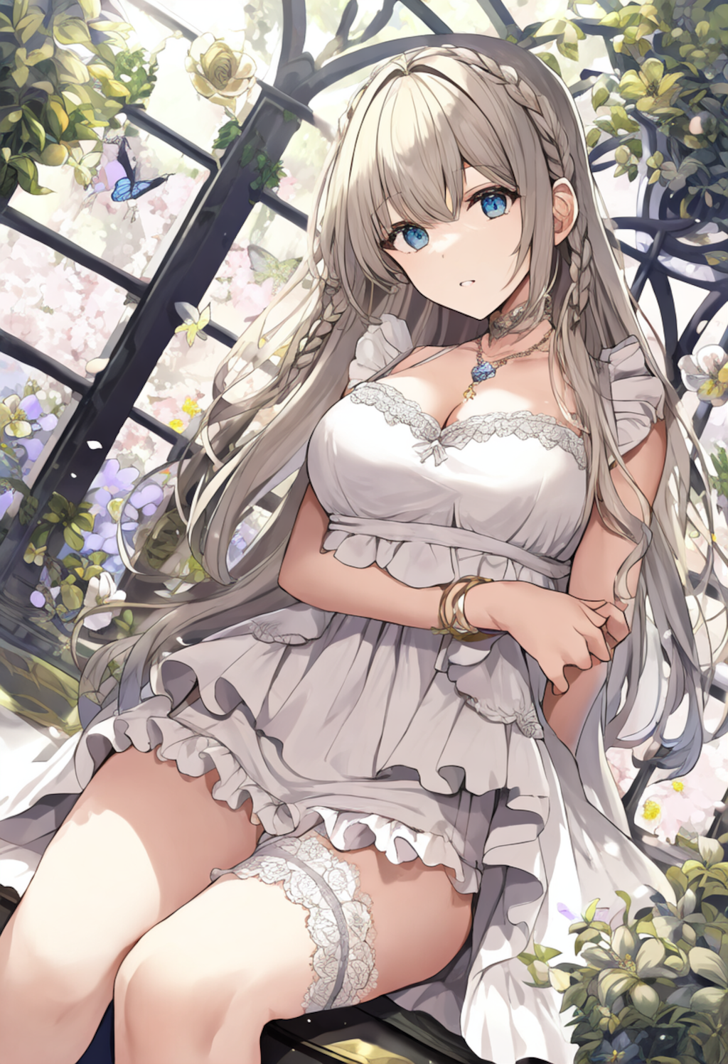 In a luxurious palace garden