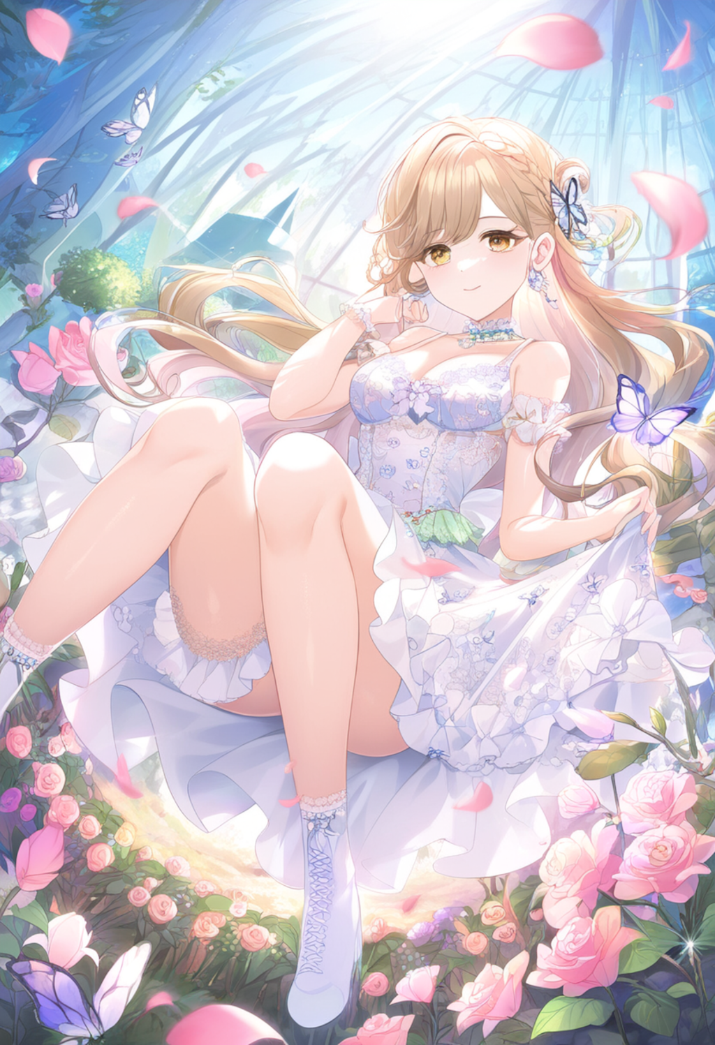 In a luxurious palace garden