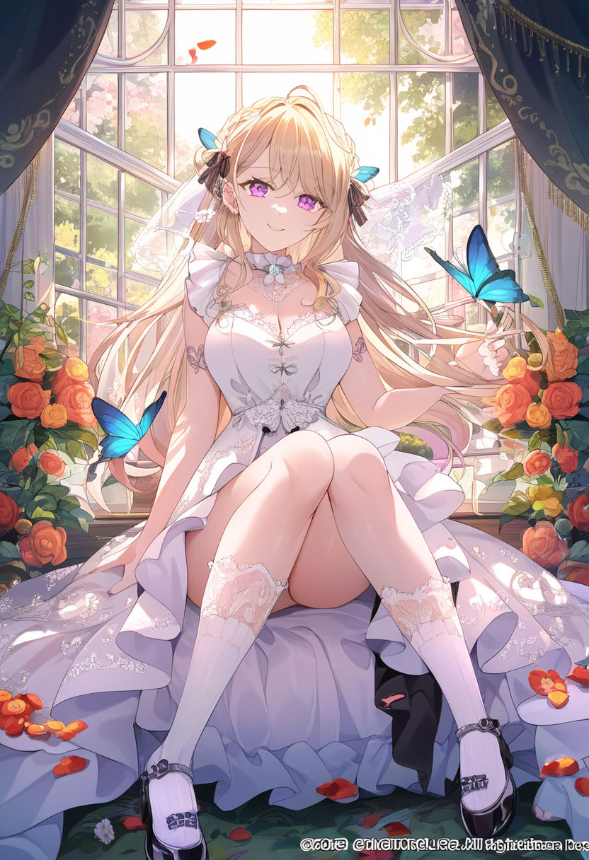 In a luxurious palace garden